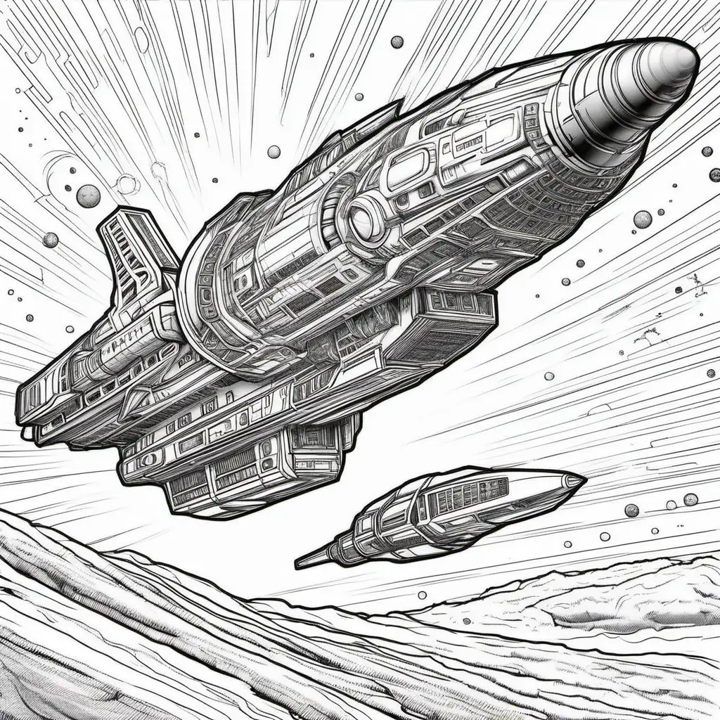 Vivid realistic spaceship coloring pages for creative exploration muse