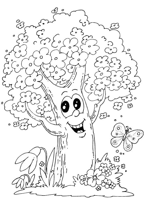 Free printable tree coloring pages for kids