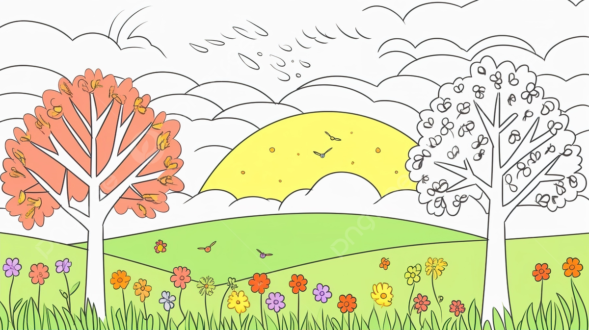 Coloring pages free autumn trees and plants background spring picture drawing spring powerpoint drawing background image and wallpaper for free download