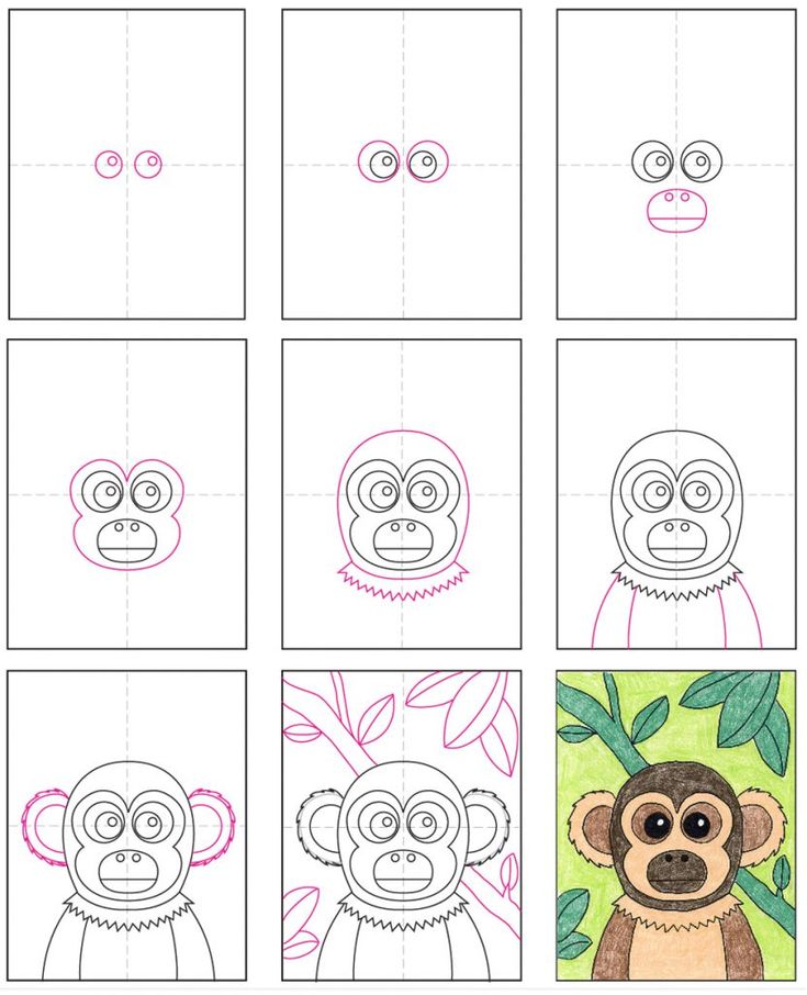 Easy how to draw a squirrel monkey tutorial and squirrel monkey coloring page monkey coloring pages monkey art projects elementary art projects