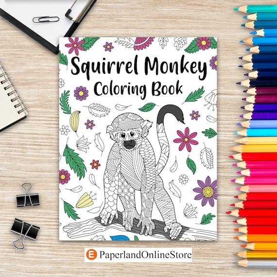 Squirrel monkey coloring book mandala crafts hobbies zentangle books funny quotes and freestyle drawing pages safari jungle animals