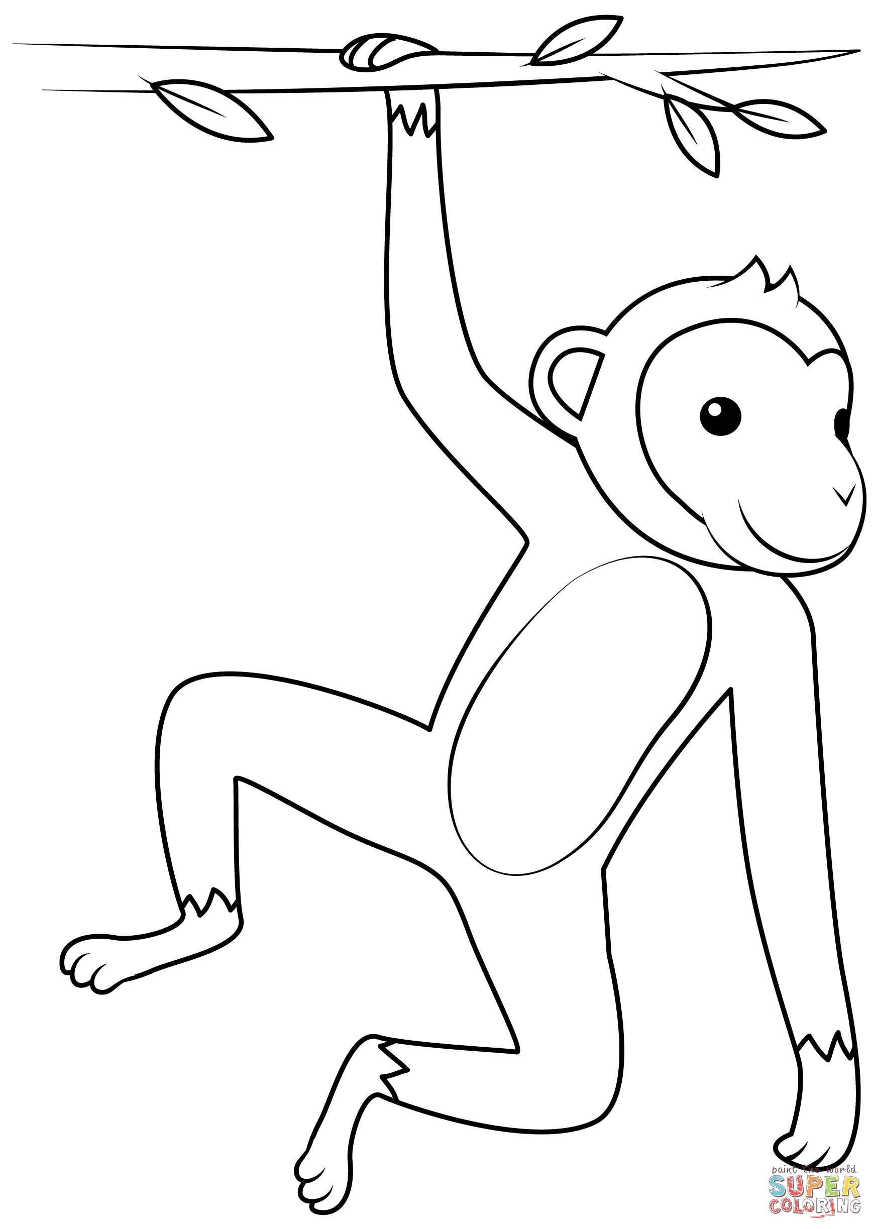 Hanging monkey coloring page free printable coloring pages