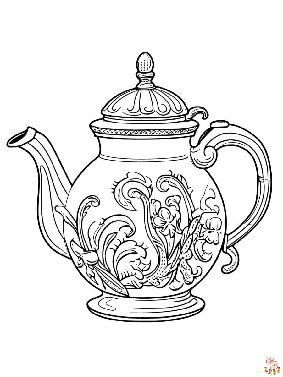 Printable teapot coloring pages free for kids and adults