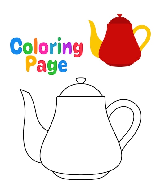 Premium vector coloring page with teapot for kids