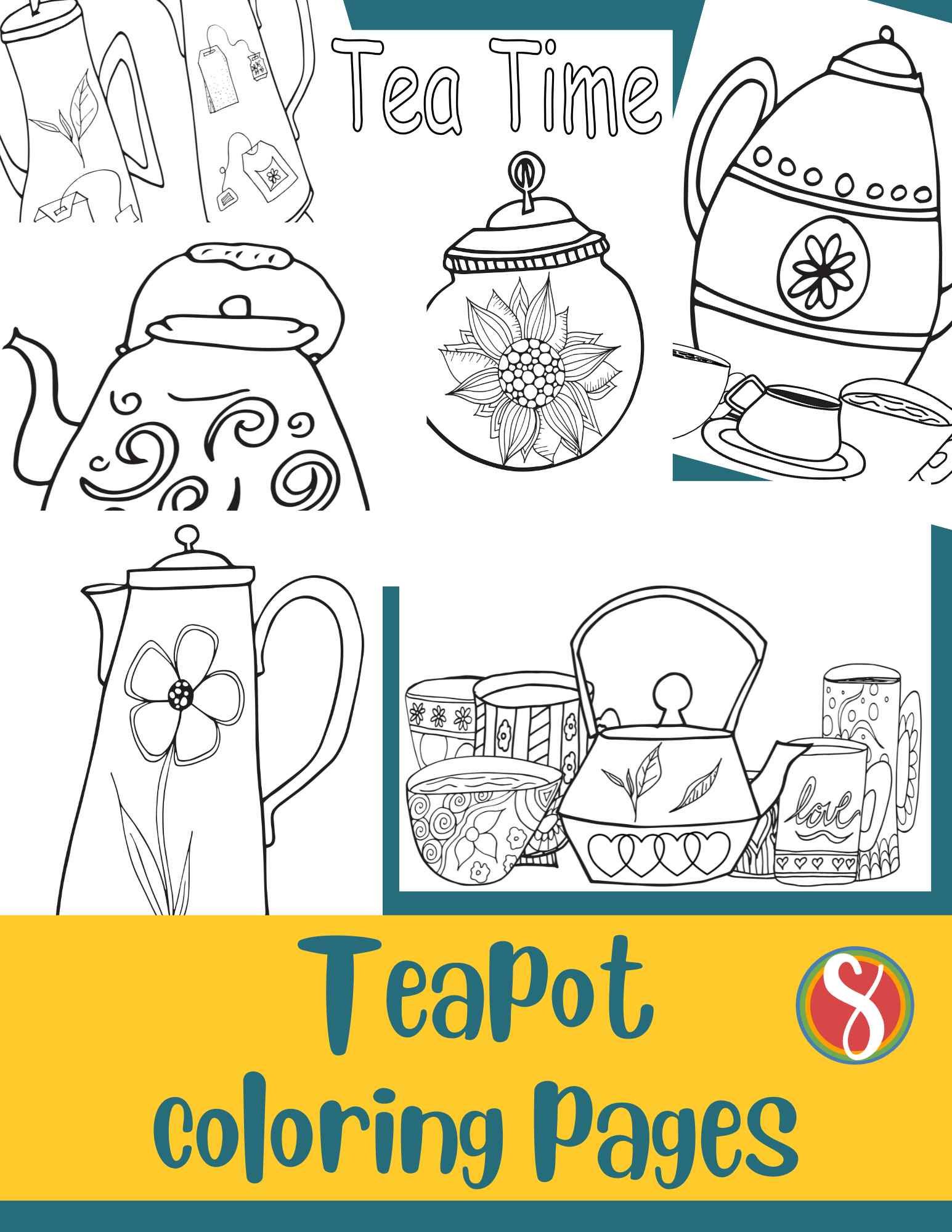 Free teapot coloring pages â stevie doodles