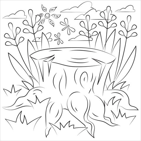 Tree stump coloring page free printable coloring pages