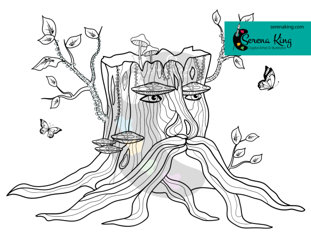 Wizard tree stump coloring page â serena king