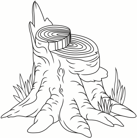 Tree stump coloring page free printable coloring pages