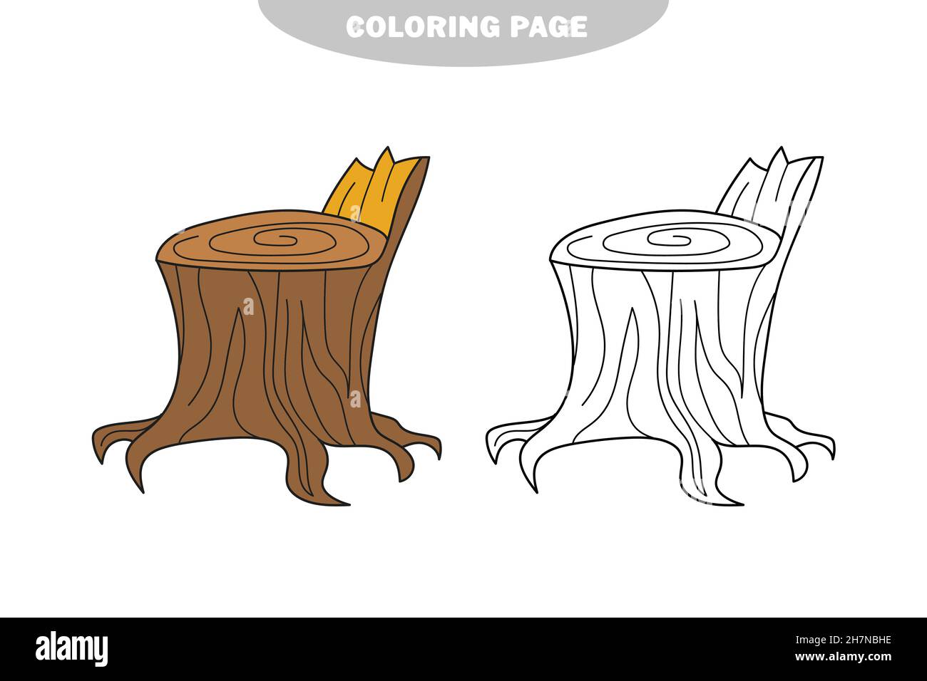 Simple coloring page coloring book or page cartoon illustration of funny stump for children color and black and white version stock vector image art