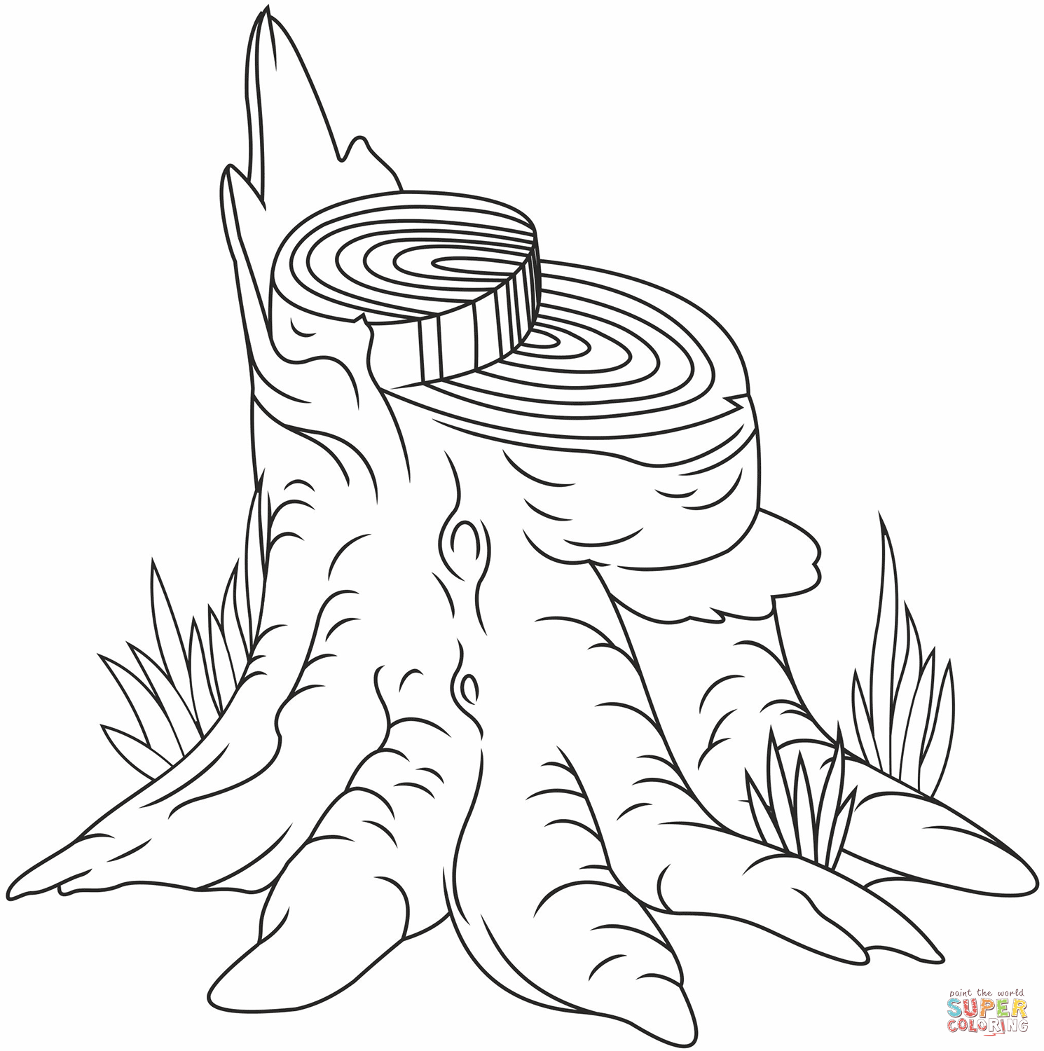 Tree stump coloring page free printable coloring pages