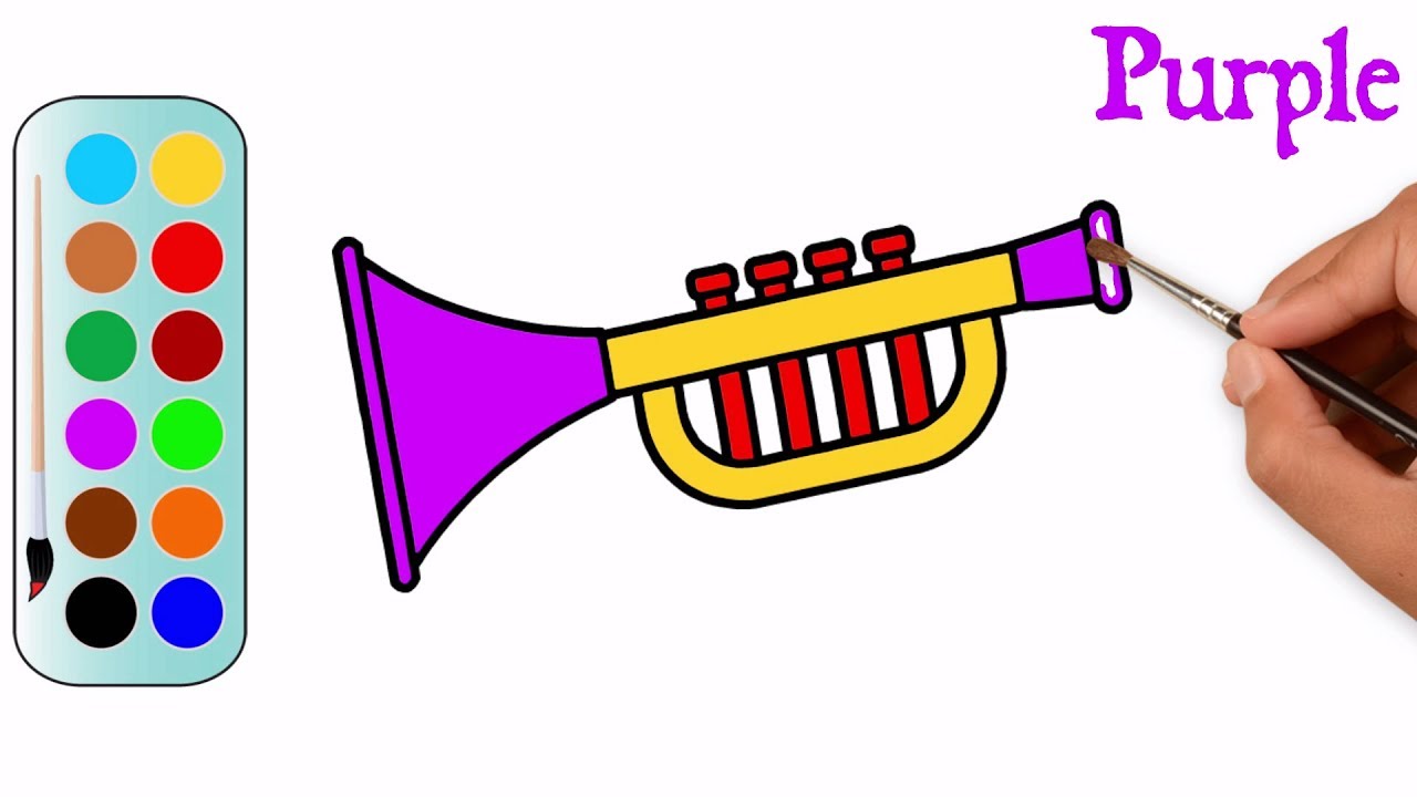 Drawing and coloring a trumpet easy way to draw a trumpet mhp learning school