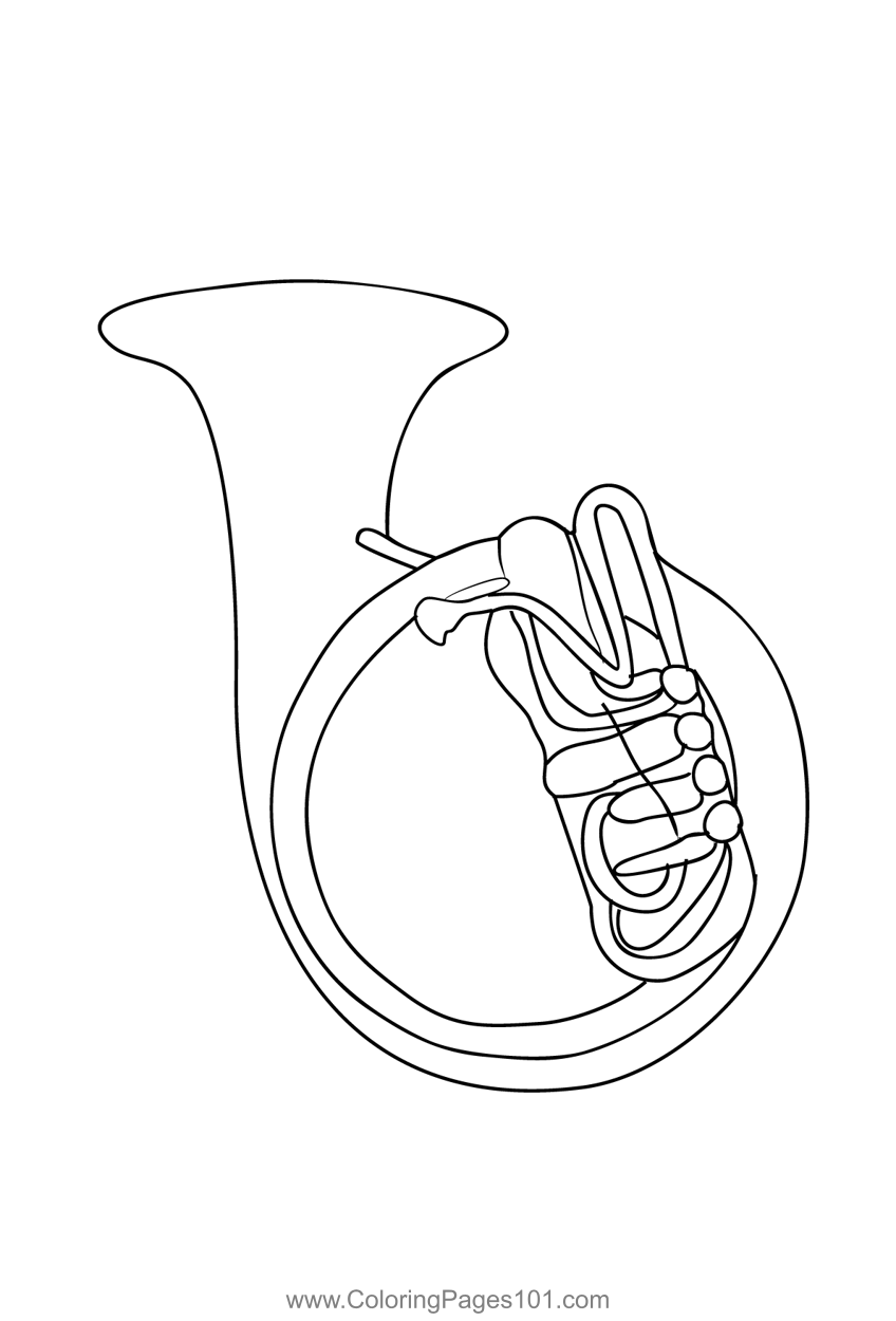 Helicon tuba coloring page for kids