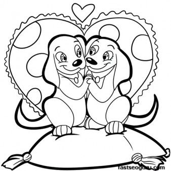 Printable valentines day two cute puppies in love