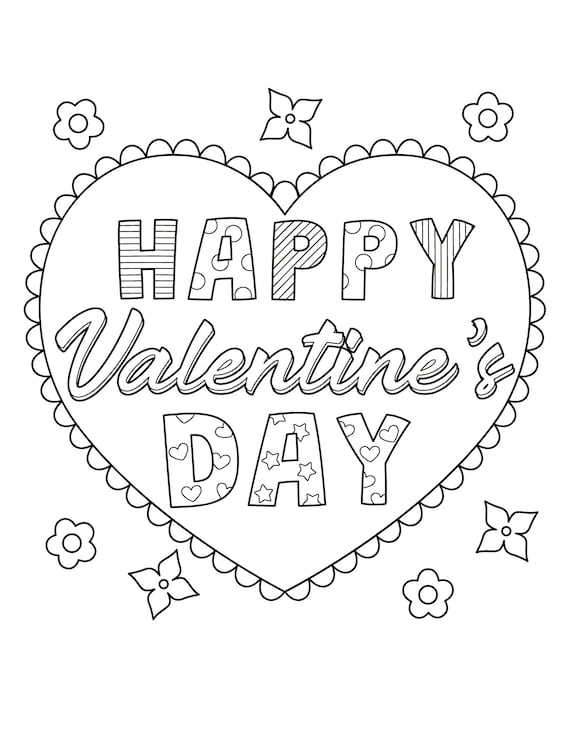 Happy valentines day coloring page