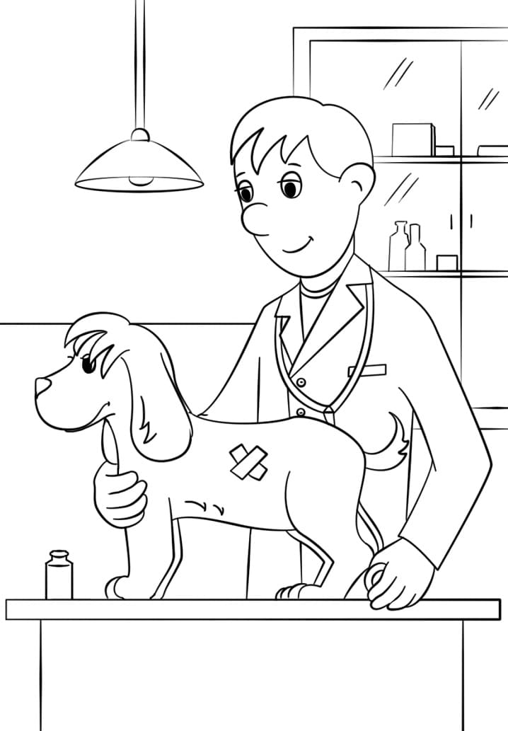 Munity helper veterinarian coloring page