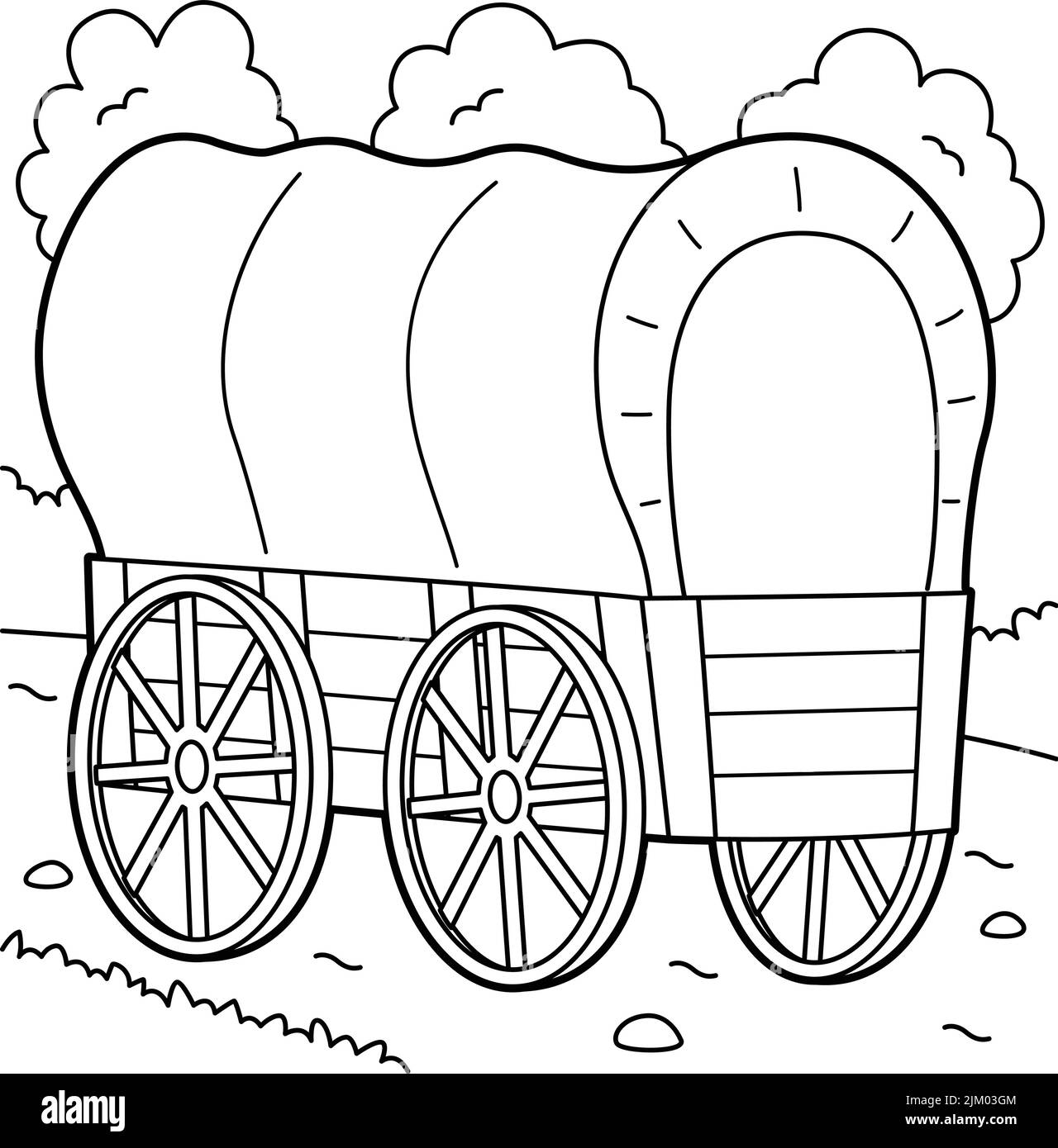 Wagon vehicle coloring page for kids stock vector image art