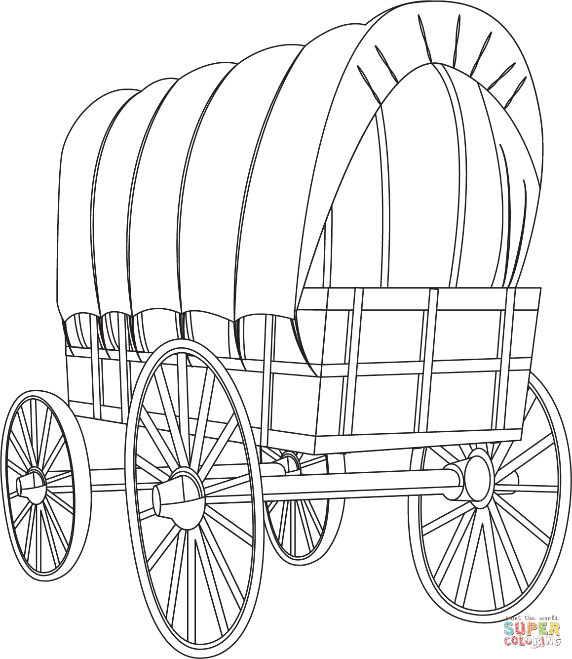 Covered wagon coloring page free printable coloring pages