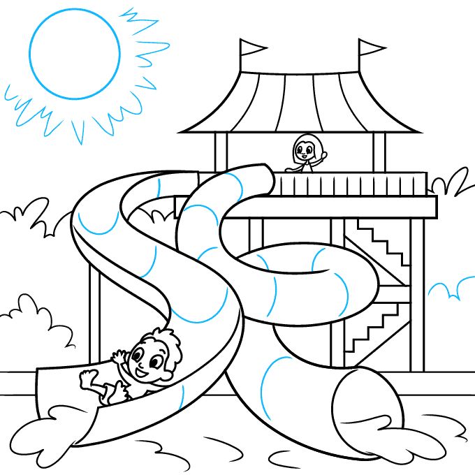 How to draw a water slide