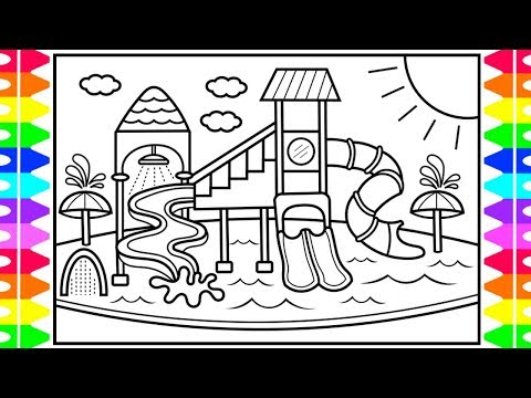 How to draw a playground water park for kids âïðð playground drawing and coloring pages for kids
