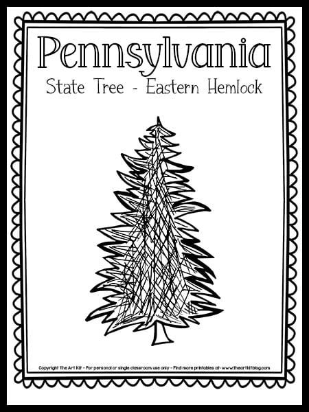 Pennsylvania state tree coloring page eastern hemlockfree printable â the art kit