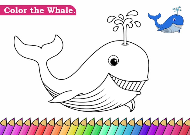 Premium vector coloring page for whale vector illustration kindergarten coloring pages activity worksheet