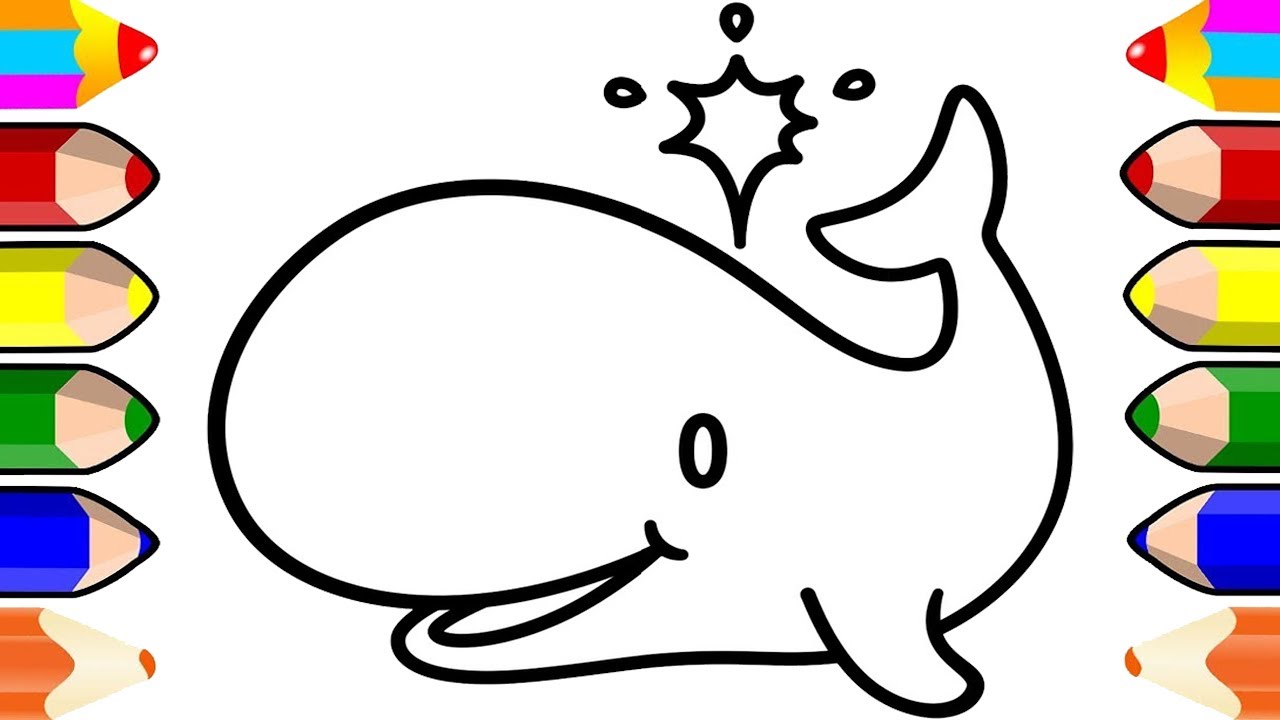 Cute whale coloring pages learn colors for kids amazing kids coloring page