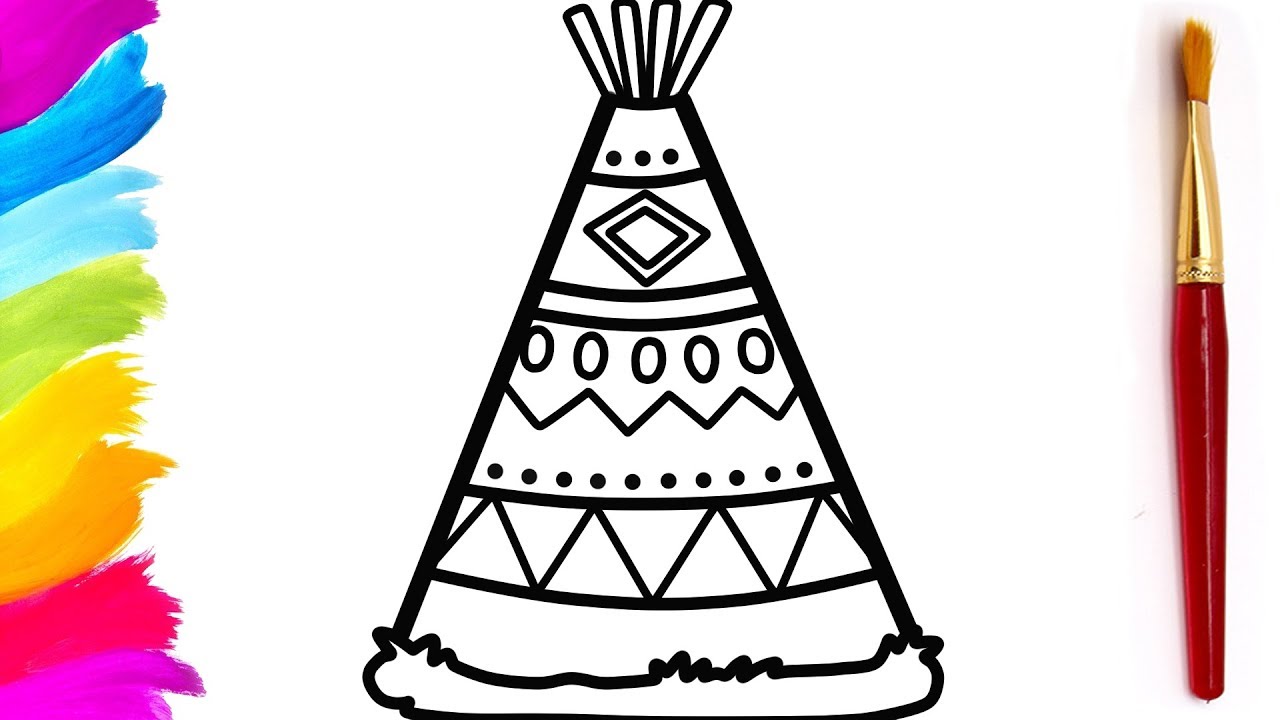 Tipi coloring page for kids how to draw a wigwam eggstory