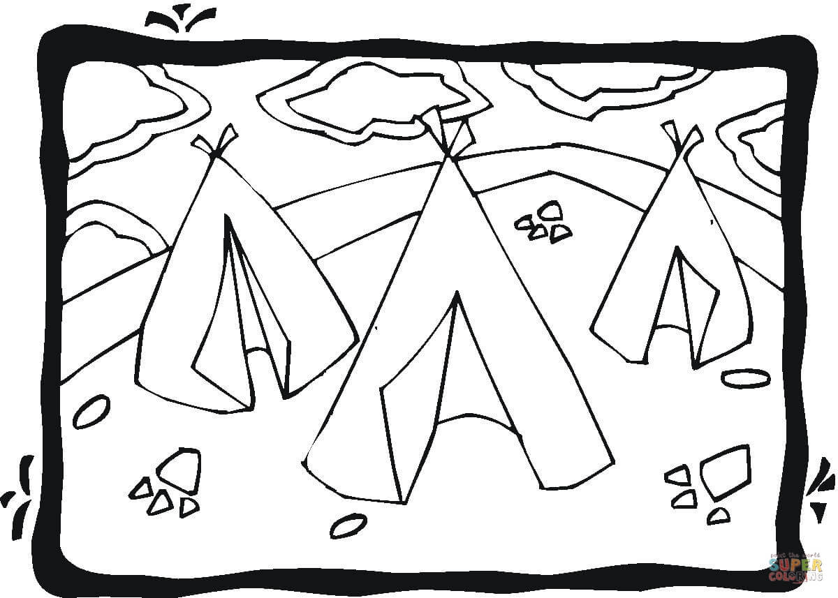 Three wigwams coloring page free printable coloring pages