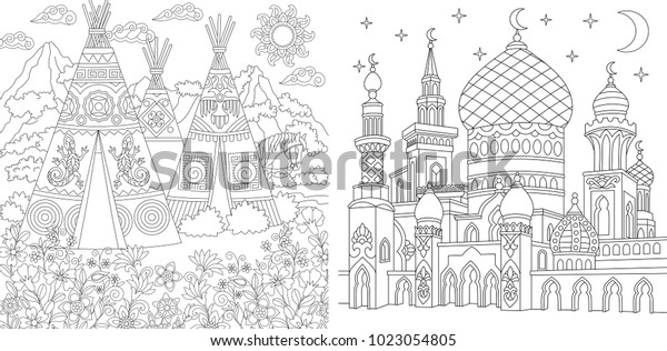 Wigwam adult coloring images stock photos d objects vectors