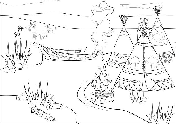 Drawing of wigwam stock illustrations royalty