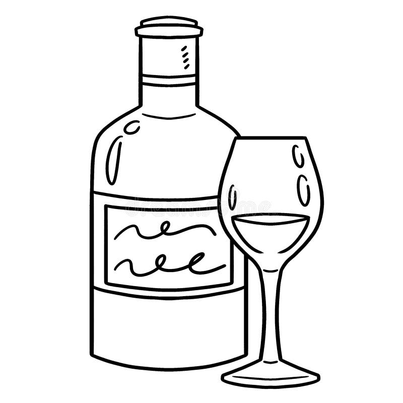 Glass of wine isolated coloring page for kids stock vector