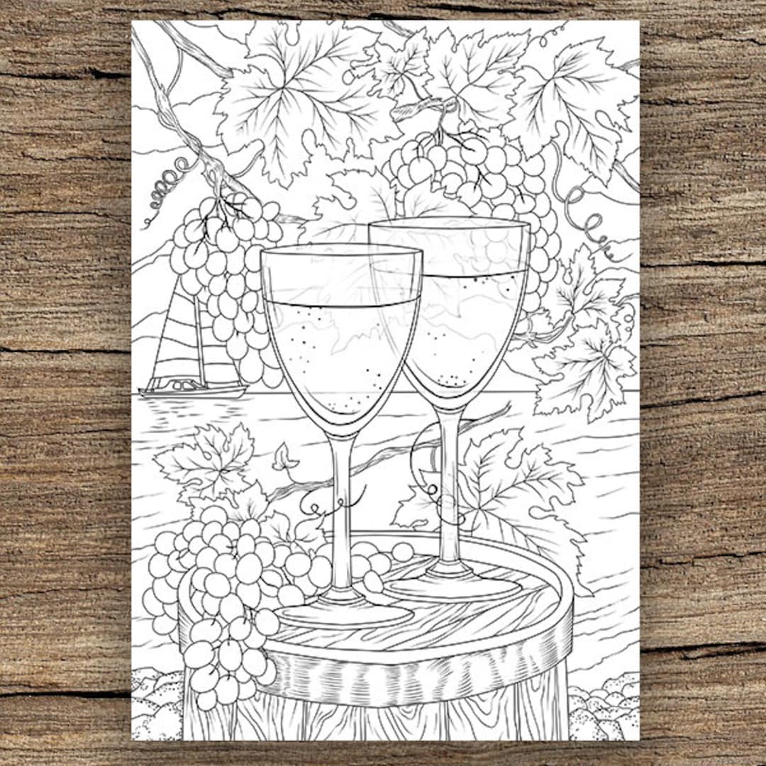 Wine for two printable adult coloring page from favoreads coloring book pages for adults and kids coloring sheets coloring designs download now