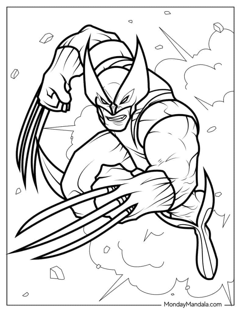 Wolverine coloring pages free pdf printables