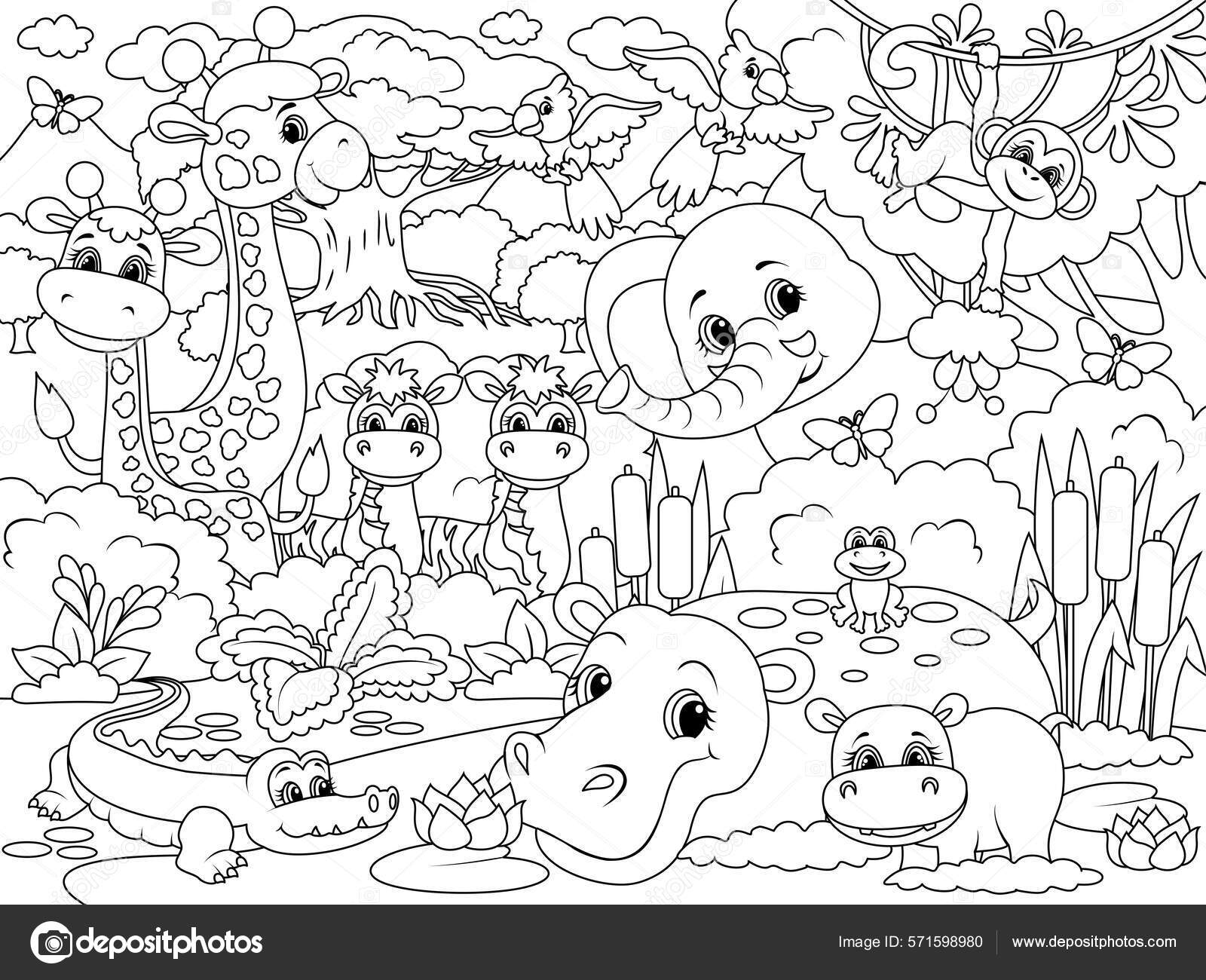 African animals cartoon coloring page outline of cartoon stock illustration by toricheksgmail