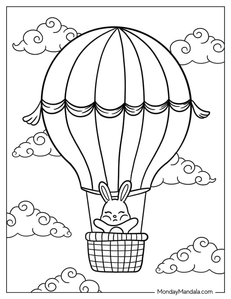 Hot air balloon coloring pages free pdf printables