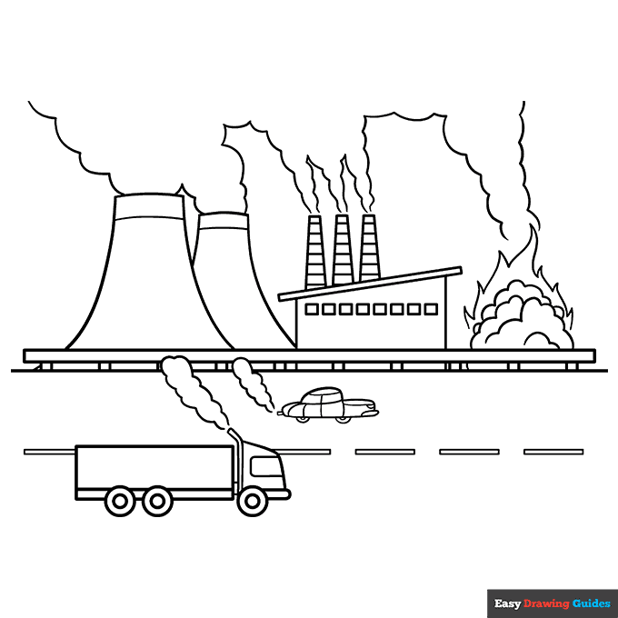 Air pollution coloring page easy drawing guides