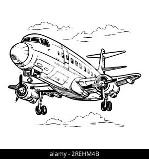 Plane coloring pages drawing for kids stock vector image art