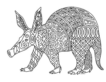 Aardvark zentangle coloring page by pamela kennedy tpt