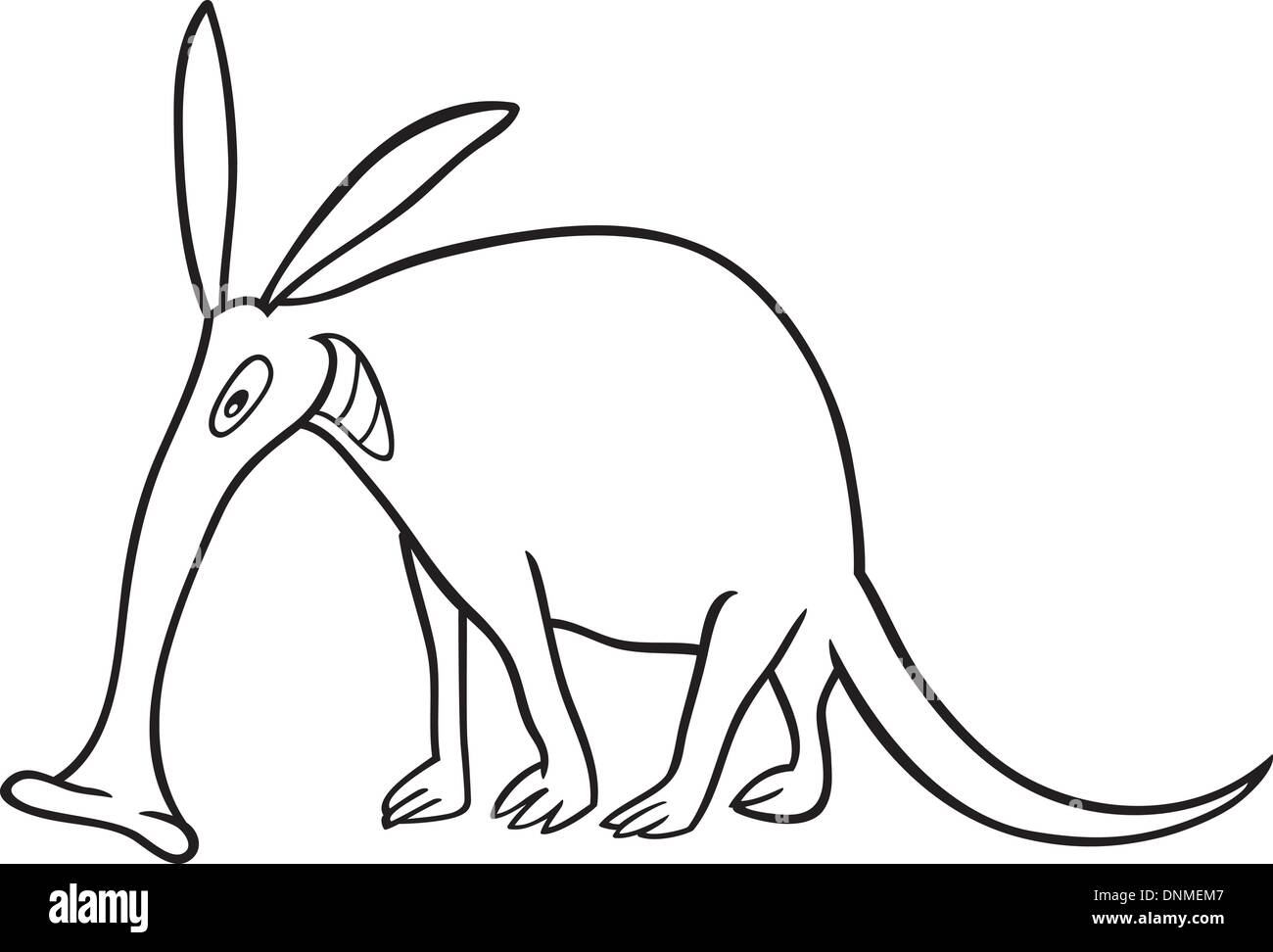 Cartoon illustration of funny aardvark for coloring book stock vector image art