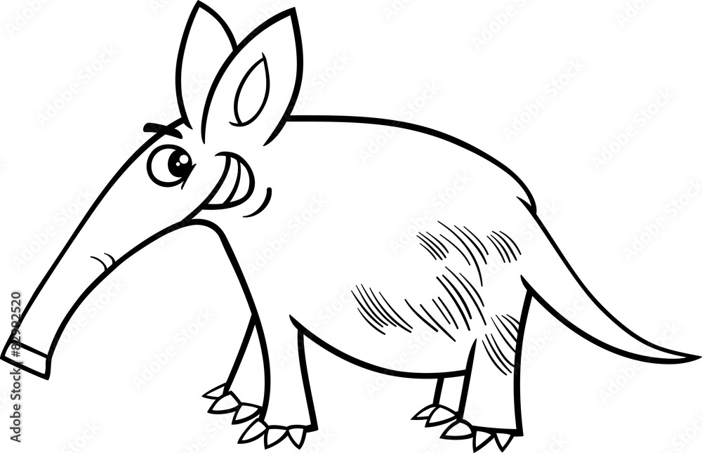 Aardvark cartoon coloring page vector