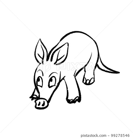 Aardvark illustration coloring page