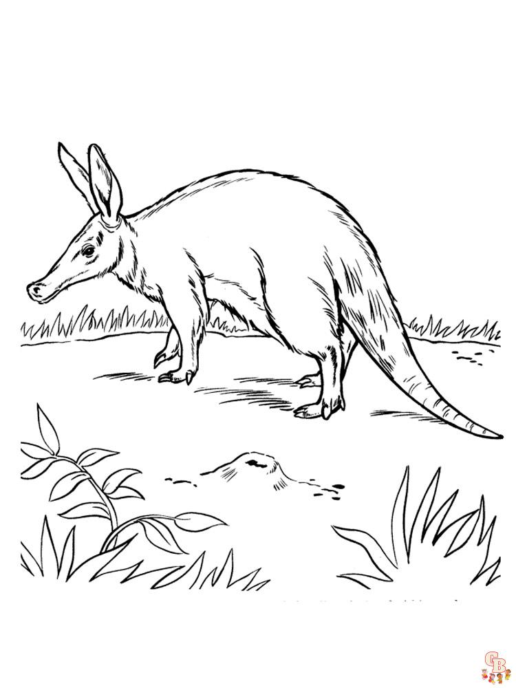 Aardvark coloring pages free and printable for kids