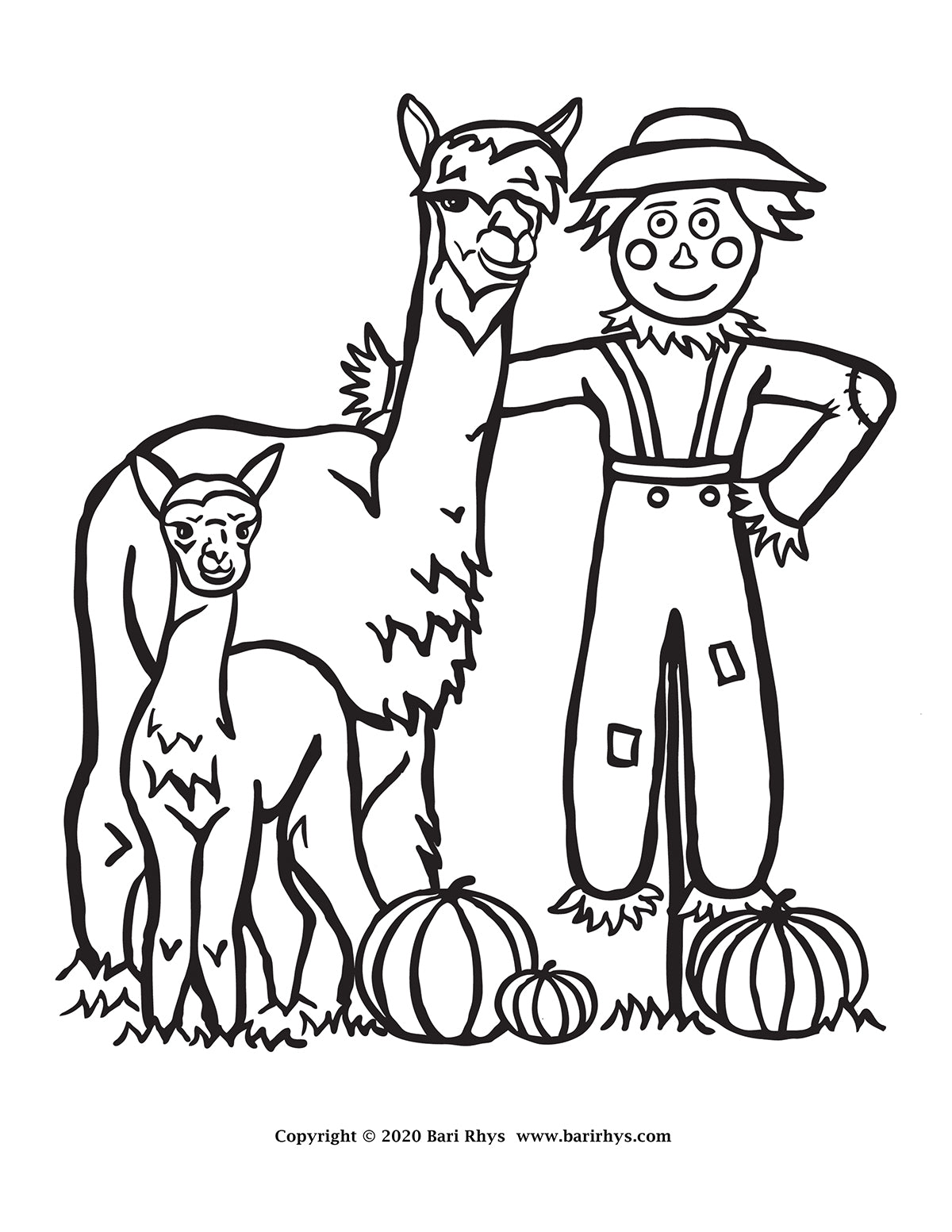 Fall alpaca coloring pages â bari rhys