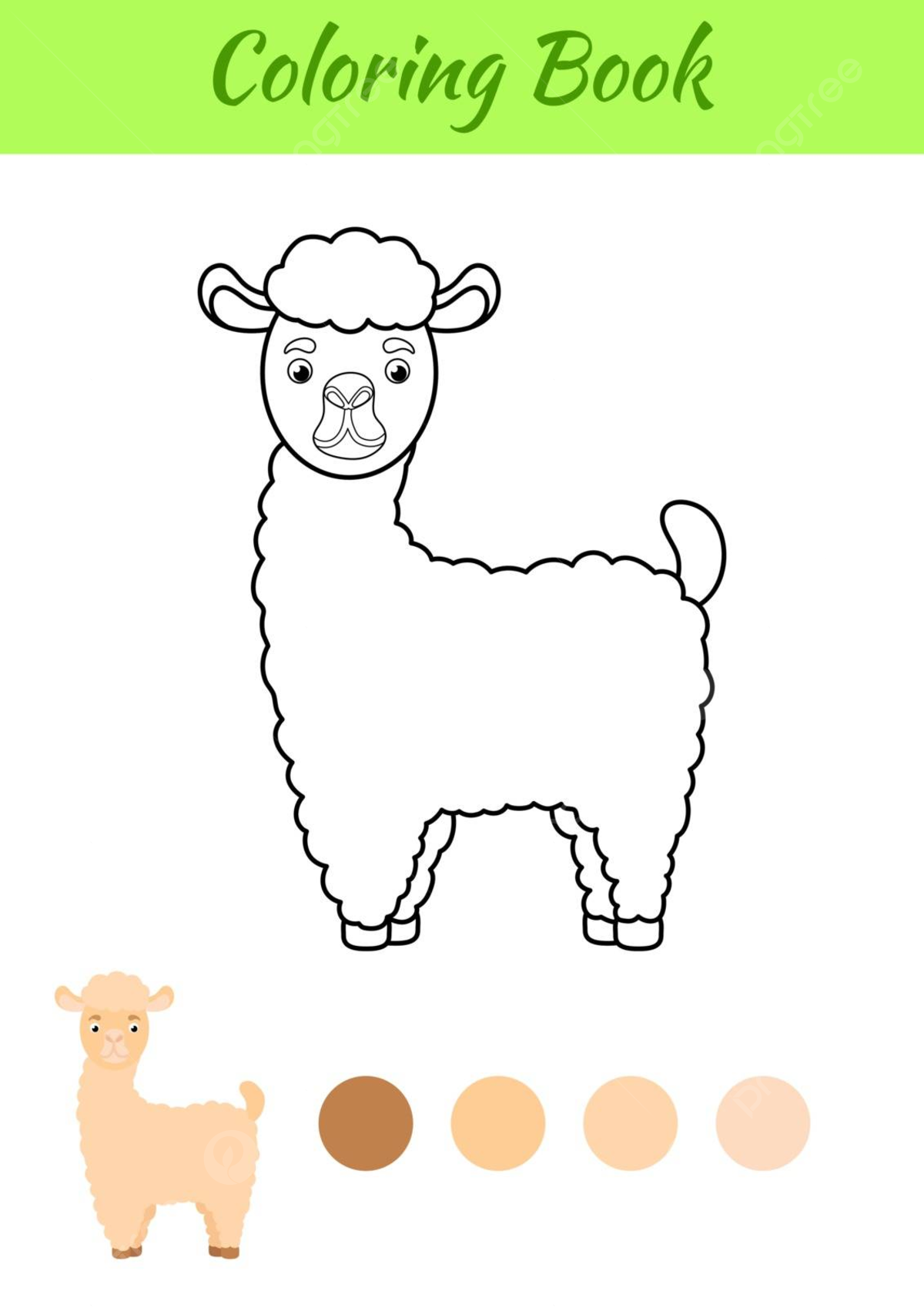 Educational coloring book for kids delightful alpaca coloring page vector preschool illustration drawing png and vector with transparent background for free download