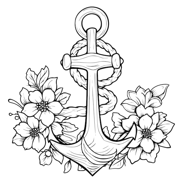 Premium vector anchor coloring pages drawing for kids