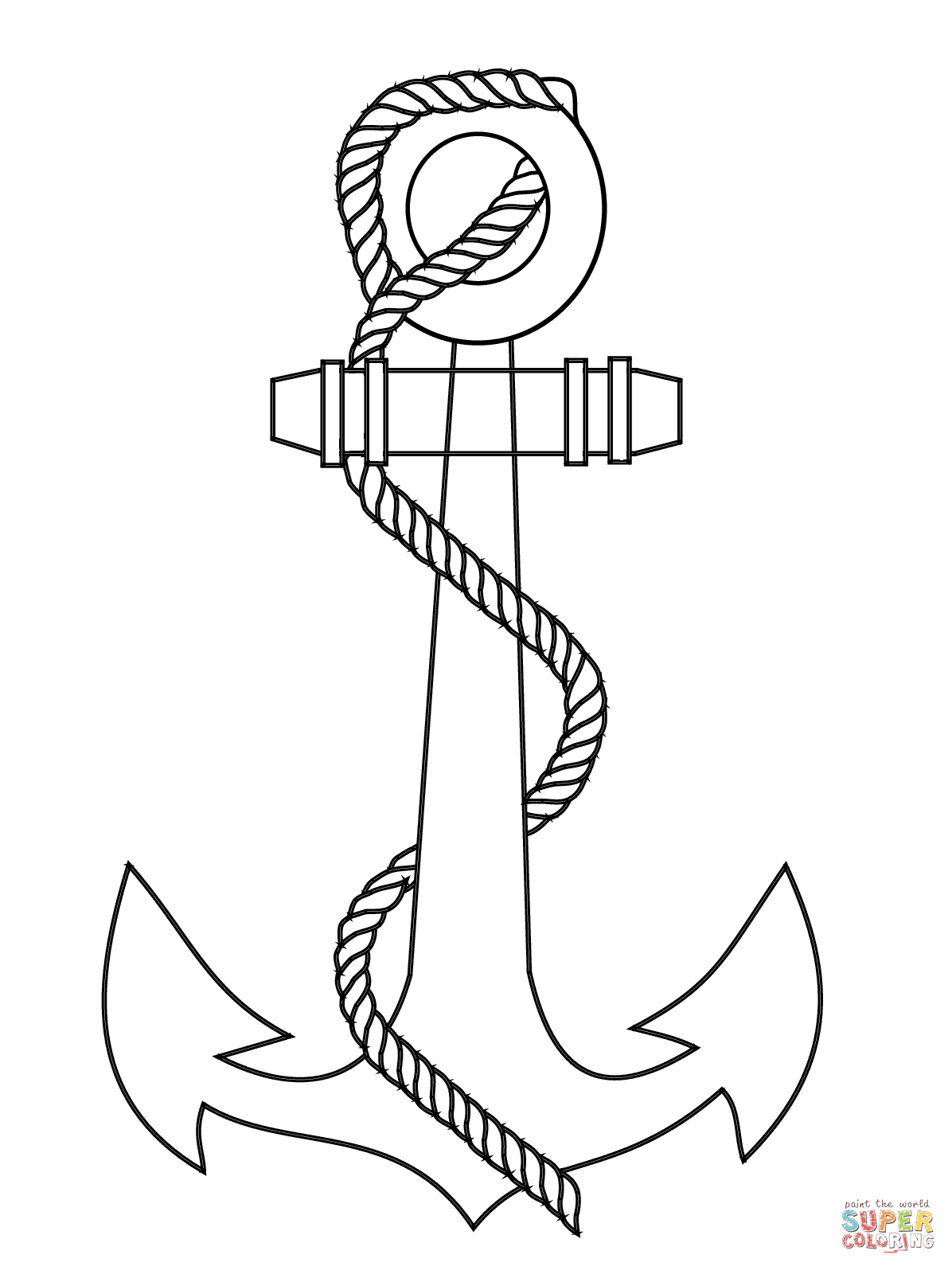 Anchor with rope coloring page free printable coloring pages