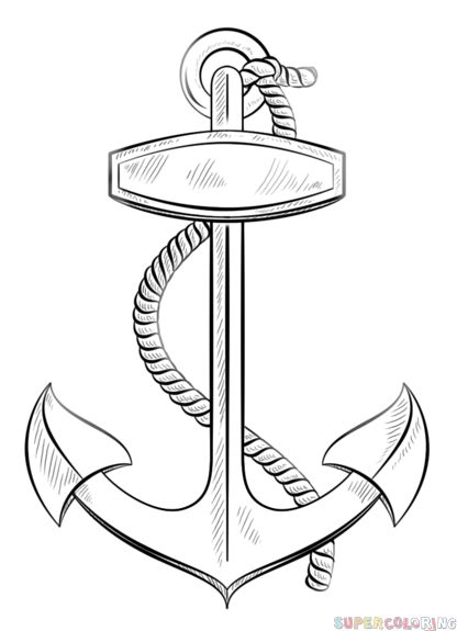 How to draw an anchor with rope step by step drawing tutorials drawing tutorials for kids drawing tutorial anchor drawings