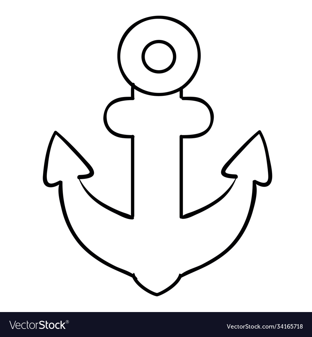 Sketch anchor coloring book cartoon isolated vector image