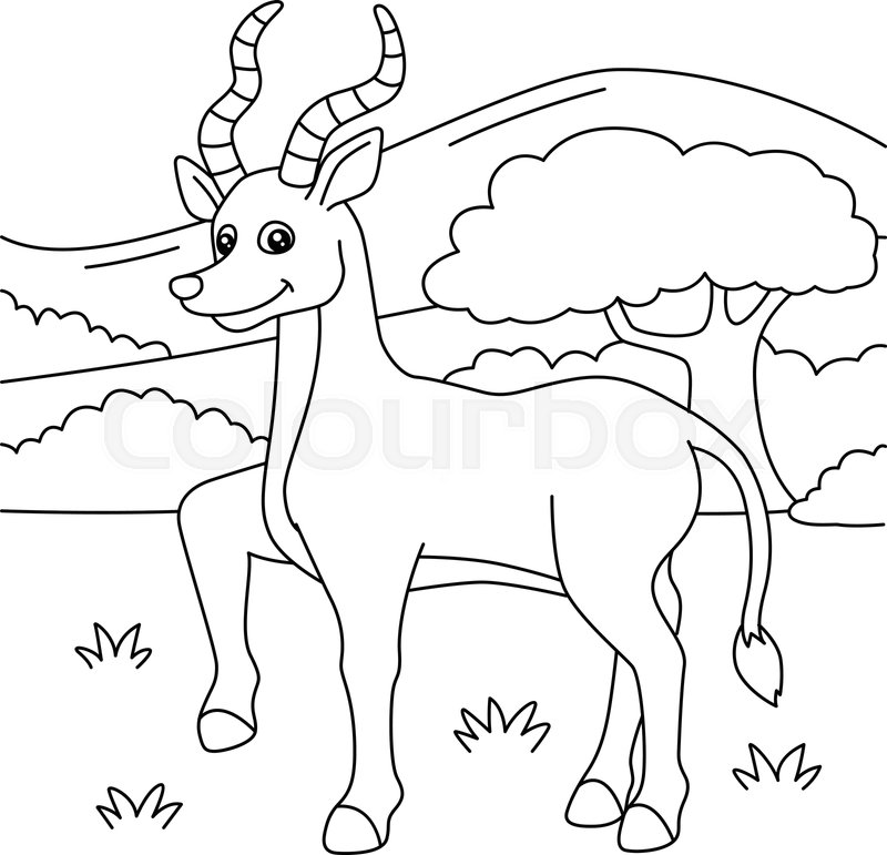 Antelope coloring page for kids stock vector