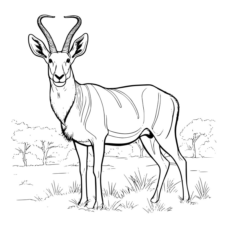 Antelope coloring pages for kids illustration ai free download